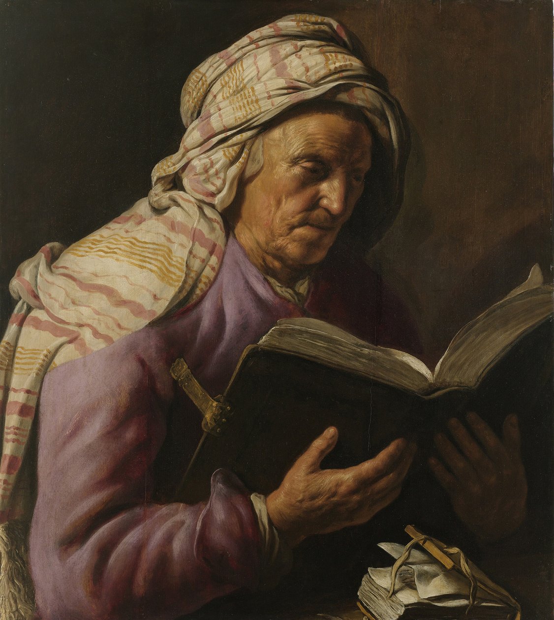 Leitura de mulher velha, 1626-1633 de Jan Lievens