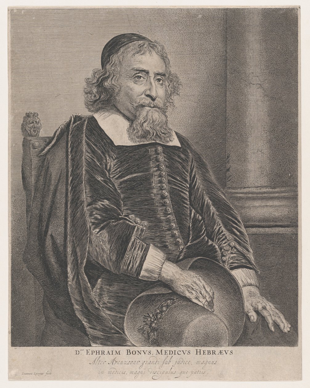 Retrato de Ephraim Bonus, médico, século XVII. de Jan Lievens