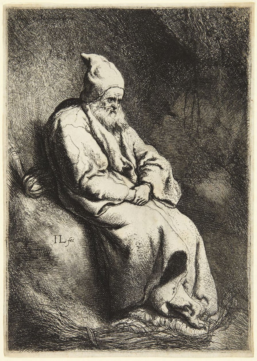 O eremita (Bartsch 6; Hollstein 17. Entre VII e VIII, não registado) de Jan Lievens
