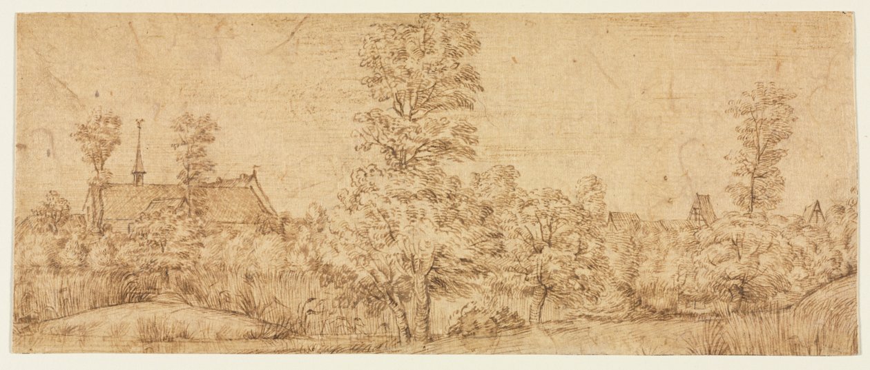 Árvores diante de uma aldeia de Jan Lievens