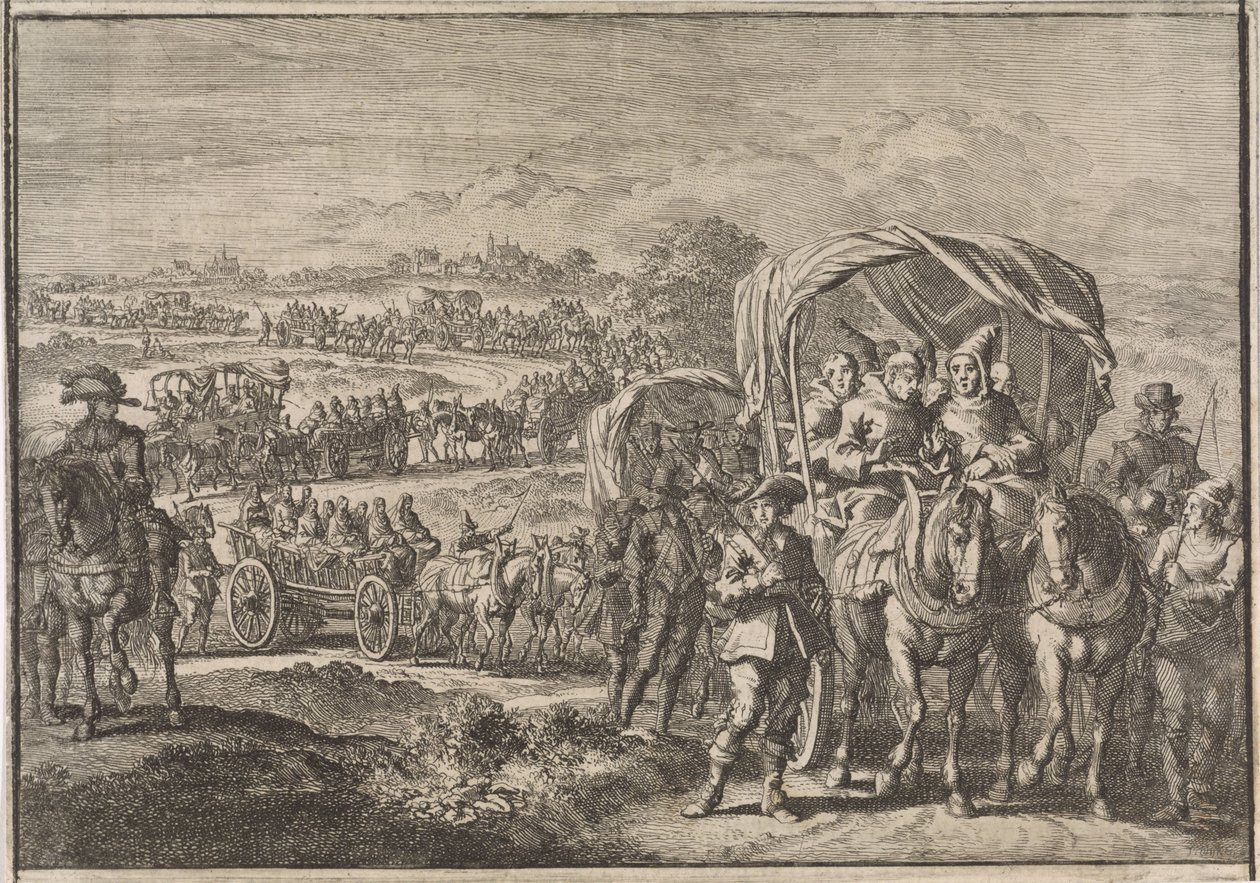 Monges do Brabante do Norte fogem para Antuérpia, 1637 de Jan Luyken (attributed to)
