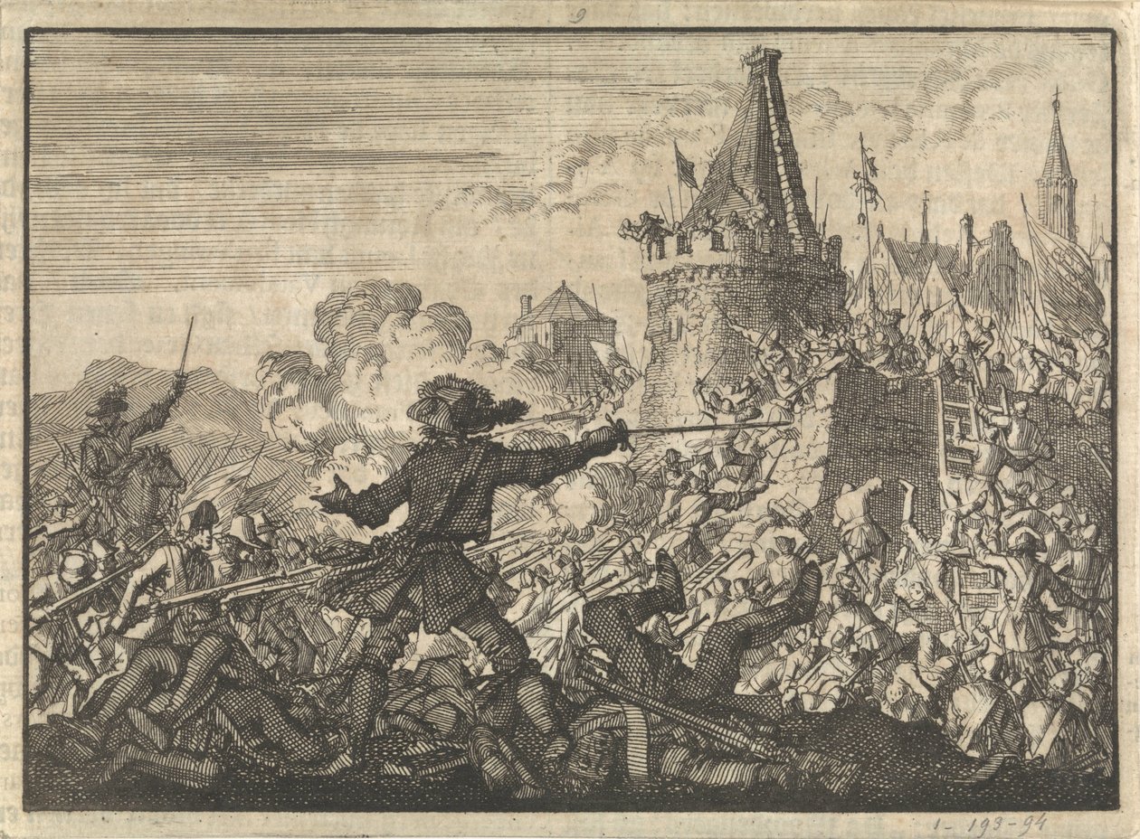 Repulsa da tempestade das paredes de Livron, defendida pelos Huguenotes, 1574 de Jan Luyken