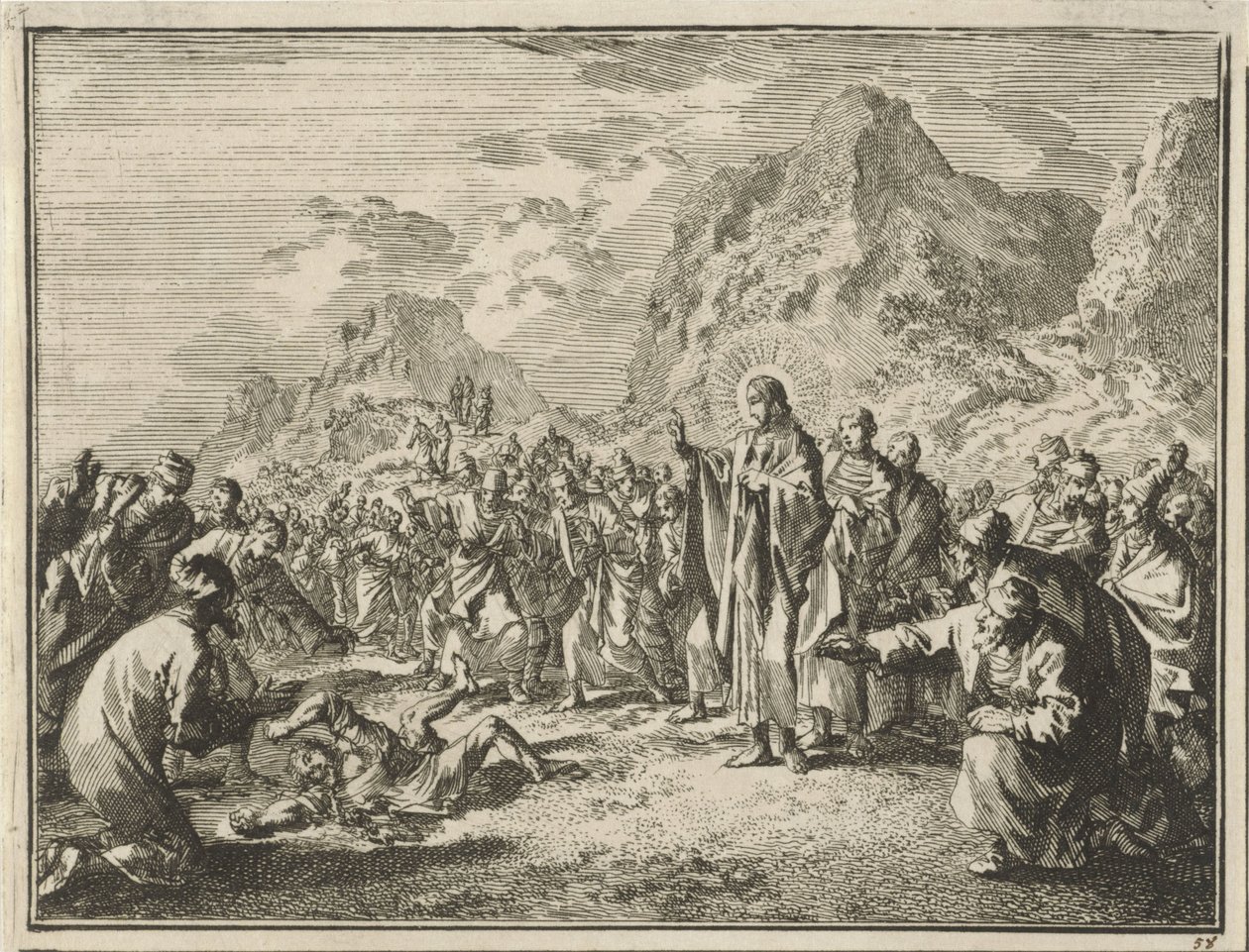 Cristo cura uma criança possessa de Jan Luyken