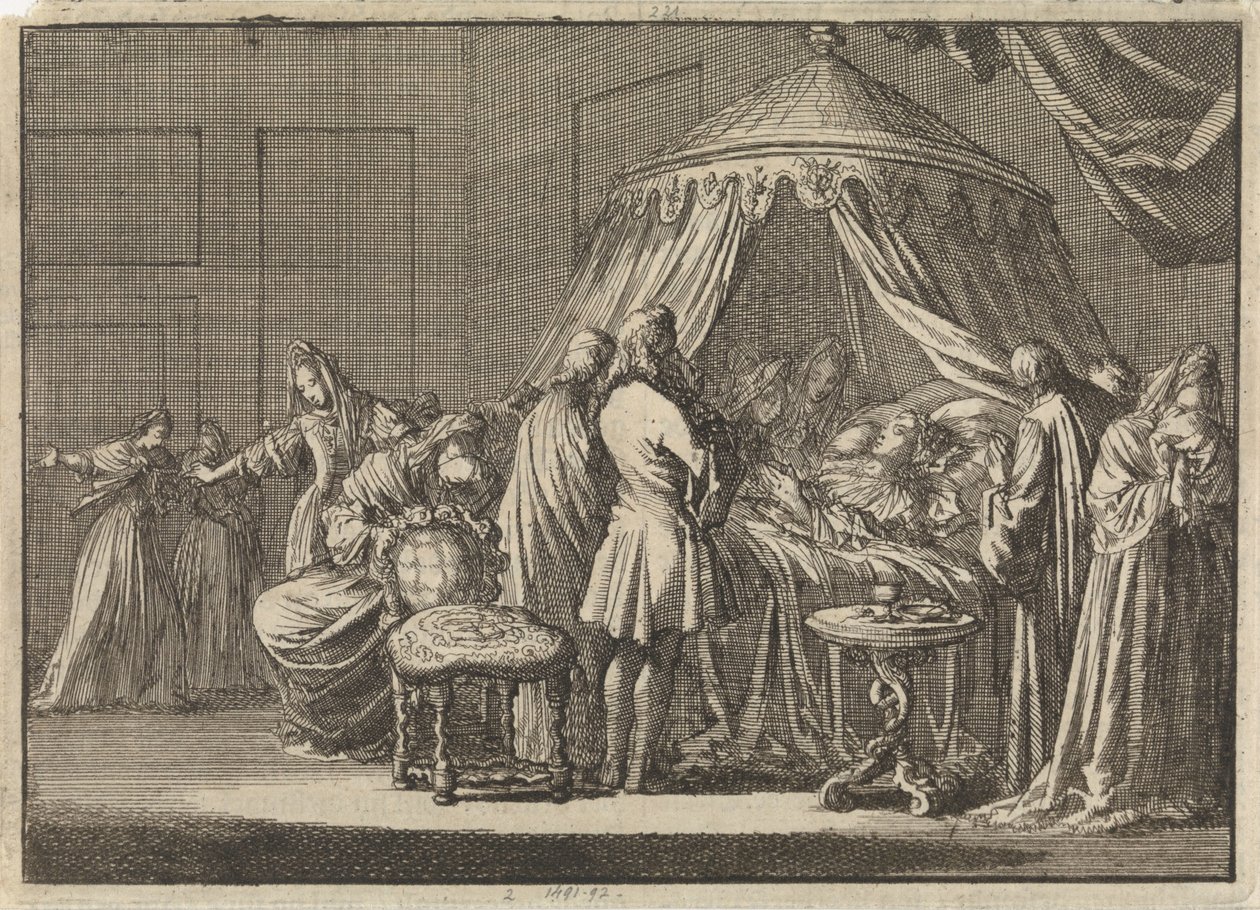 Morte de Maria II Stuart, Rainha de Inglaterra, 1695 de Jan Luyken
