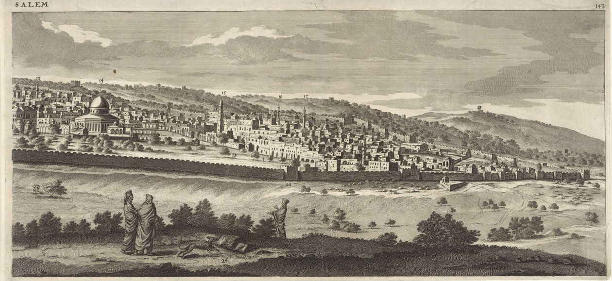 Vista de Jerusalém (placa direita) de Jan Luyken