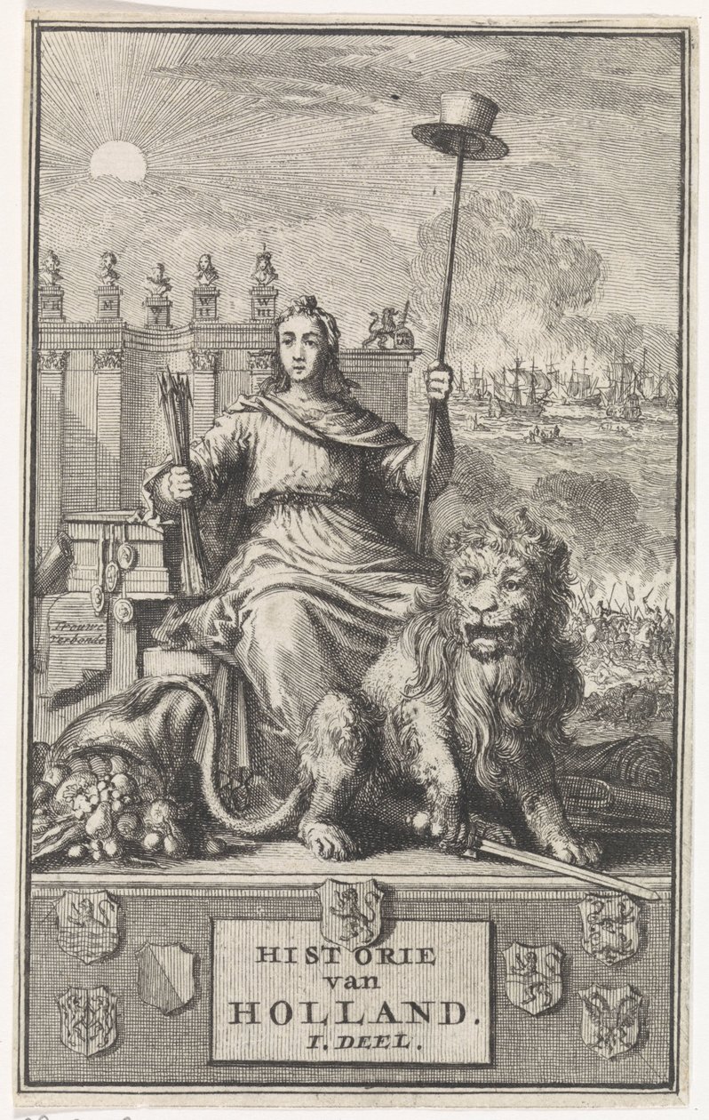 virgem holandesa Página de rosto para: F. de la Neuville, História da Holanda vol. Eu, 1704 de Jan Luyken