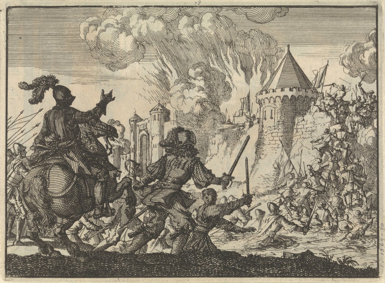 Tropas holandesas invadem a muralha de Tienen, 1635 de Jan Luyken