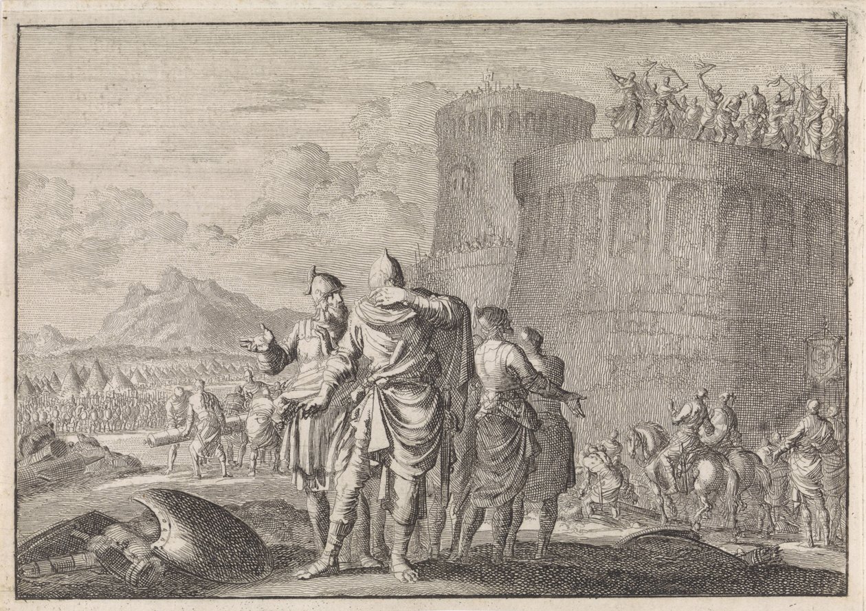 Hyrkanus, filho de Simão, vira as costas durante o cerco do castelo de Dagon de Jan Luyken