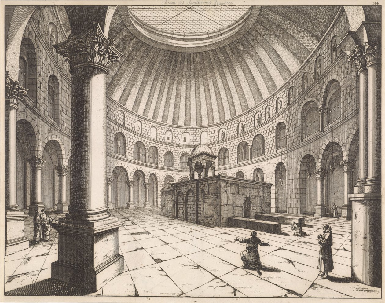 Interior da Igreja do Santo Sepulcro em Jerusalém de Jan Luyken