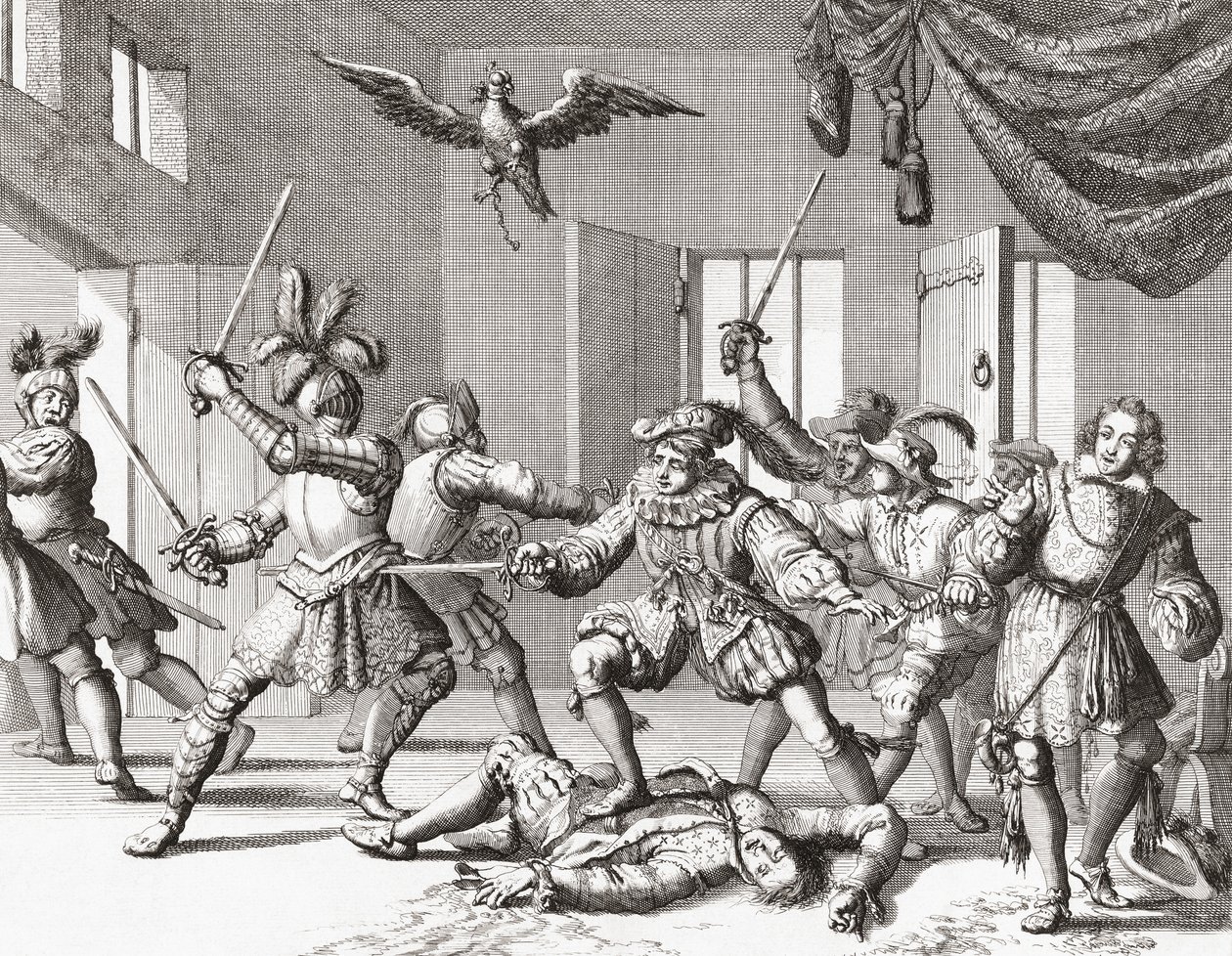 John e Alexander Ruthven, tentando sequestrar ou matar James VI da Escócia de Jan Luyken