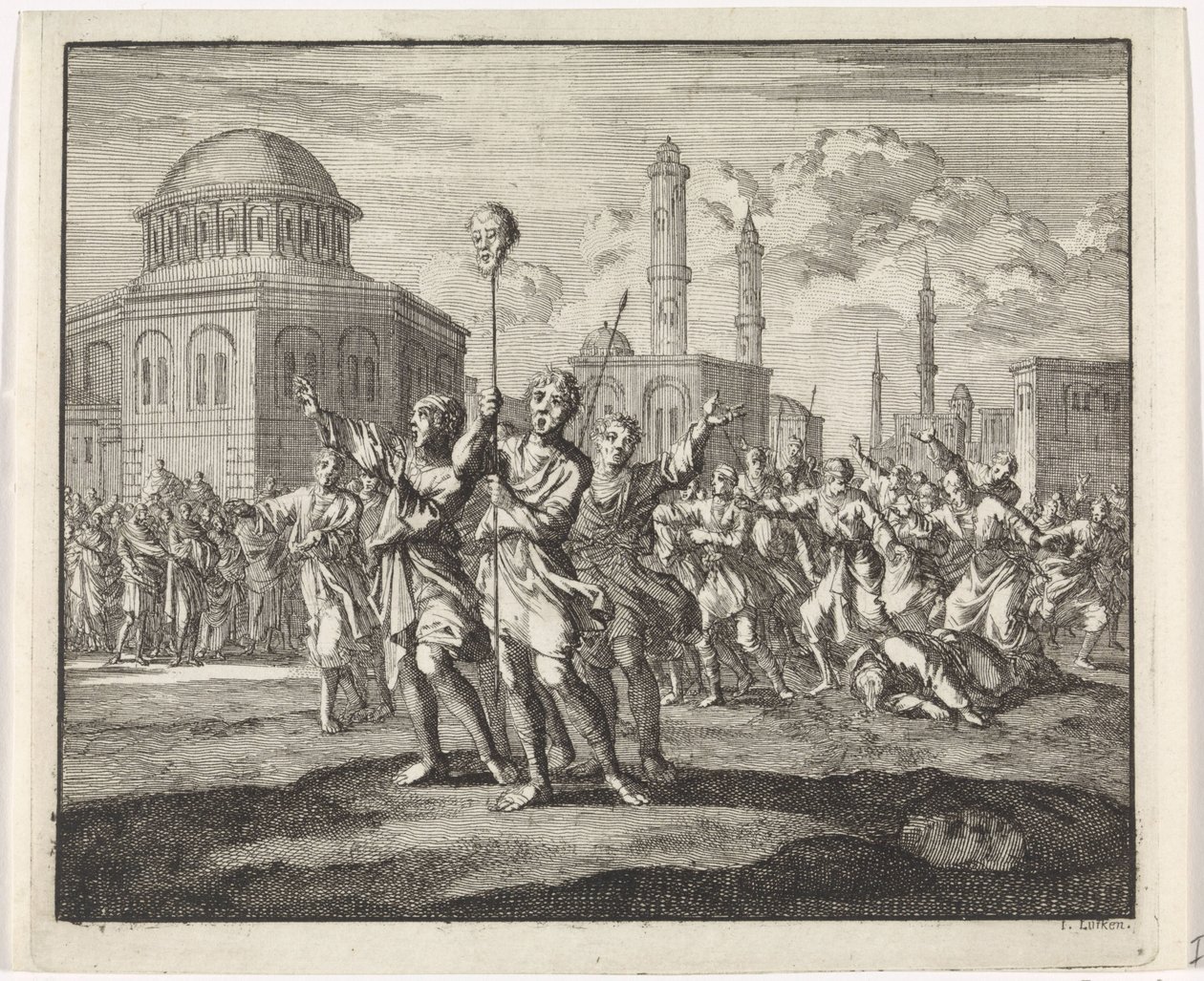 Decapitação de um monge durante motins em Constantinopla de Jan Luyken