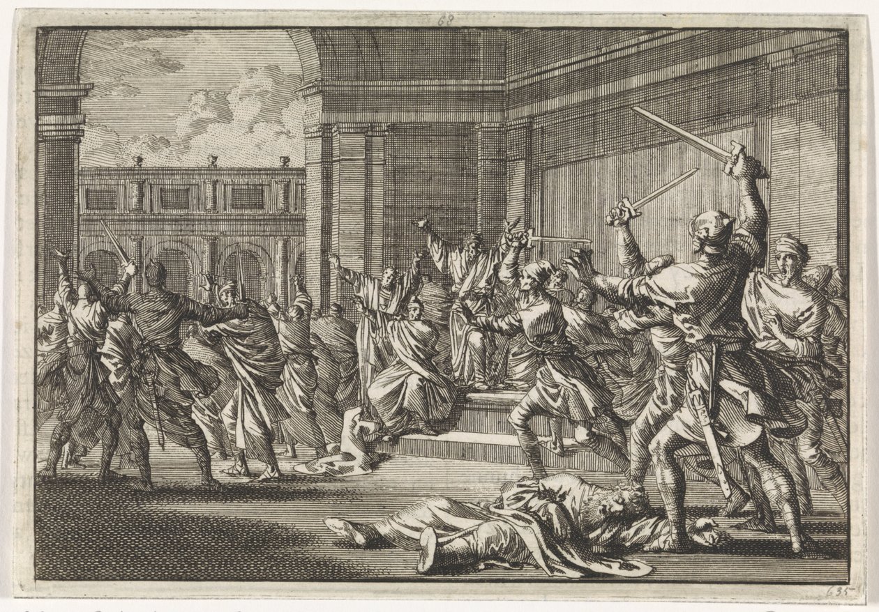 Tumulto e luta no templo em Jerusalém de Jan Luyken