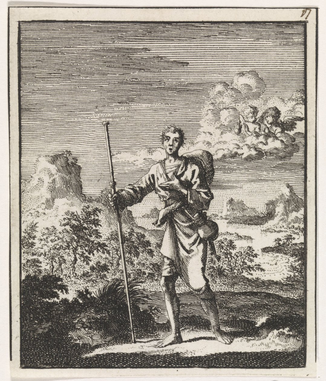 Peregrino em uma paisagem de montanha de Jan Luyken