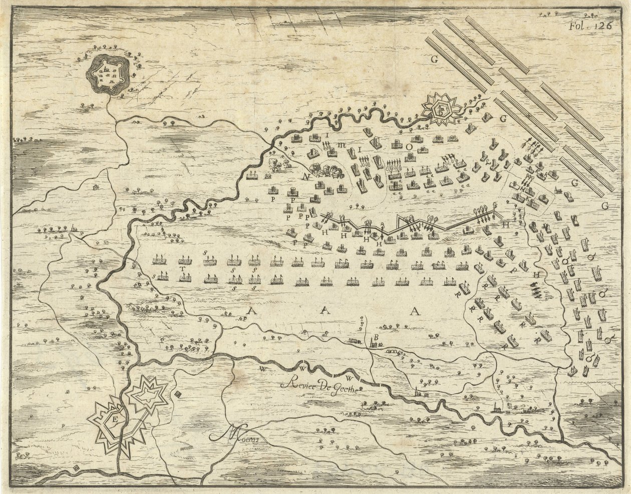 Mapa da Batalha de Landen de Jan Luyken