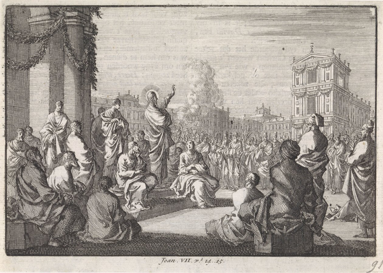 Pregação de Cristo diante do templo de Jan Luyken