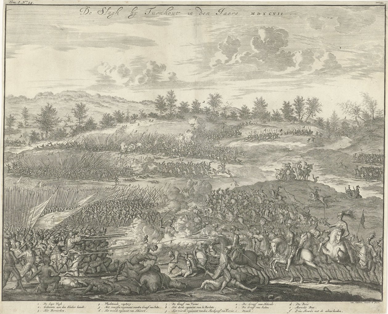 Batalha de Turnhout, 1597
A Batalha de Turnhout no ano MDXCVII (título sobre o objecto) de Jan Luyken