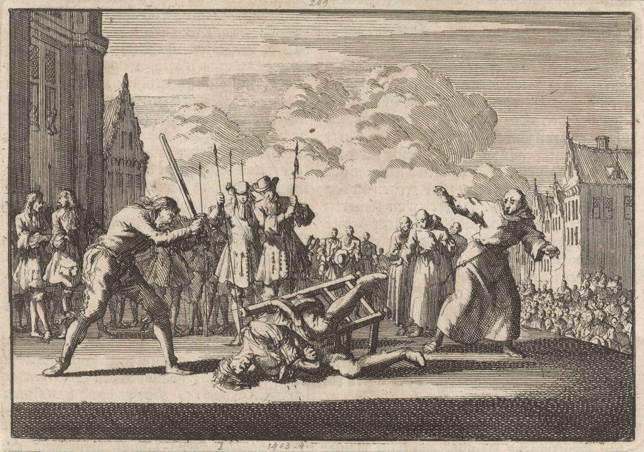 Em Mainz, o Comissário Imperial da Guerra Cronsbruck é decapitado, 1691 de Jan Luyken