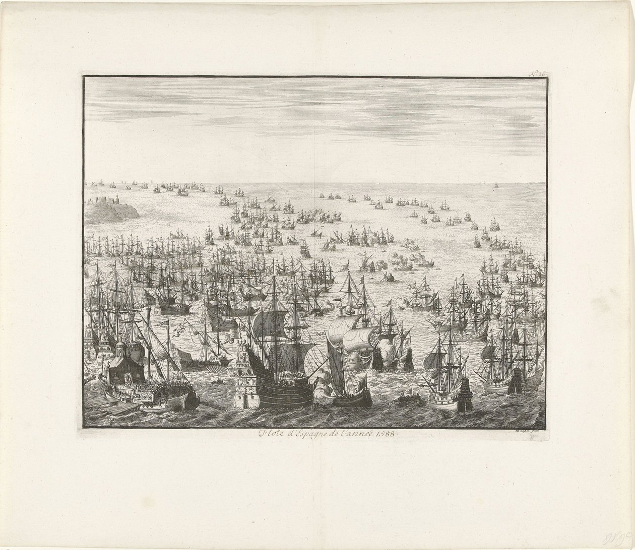 O naufrágio da Armada Espanhola em 1588, c. 1680 de Jan Luyken