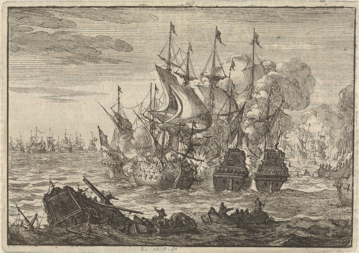 Batalha Naval em Beachy Head, 1690 de Jan Luyken