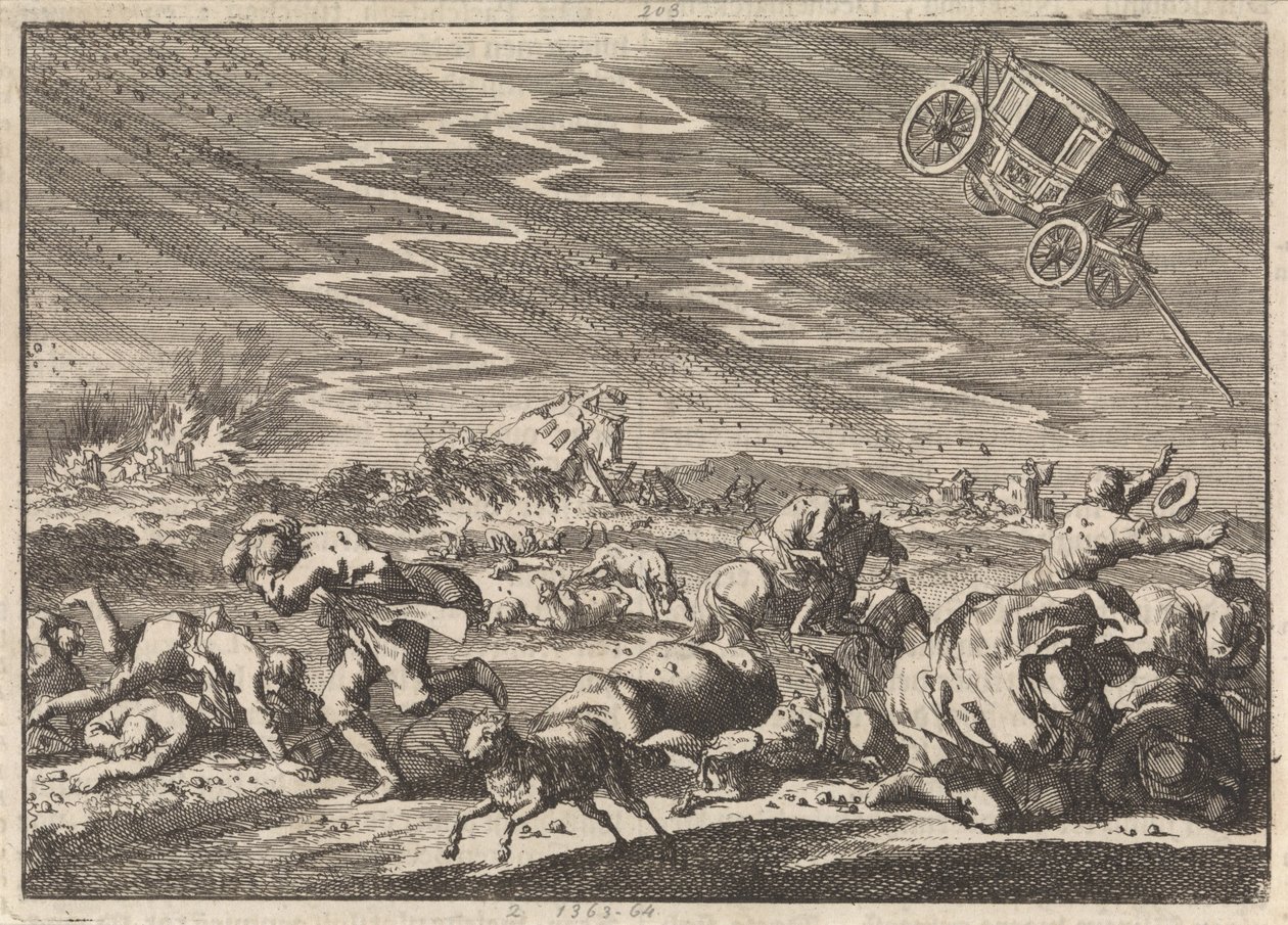 Forte tempestade em Donsenhausen em Turíngia, 1674 de Jan Luyken