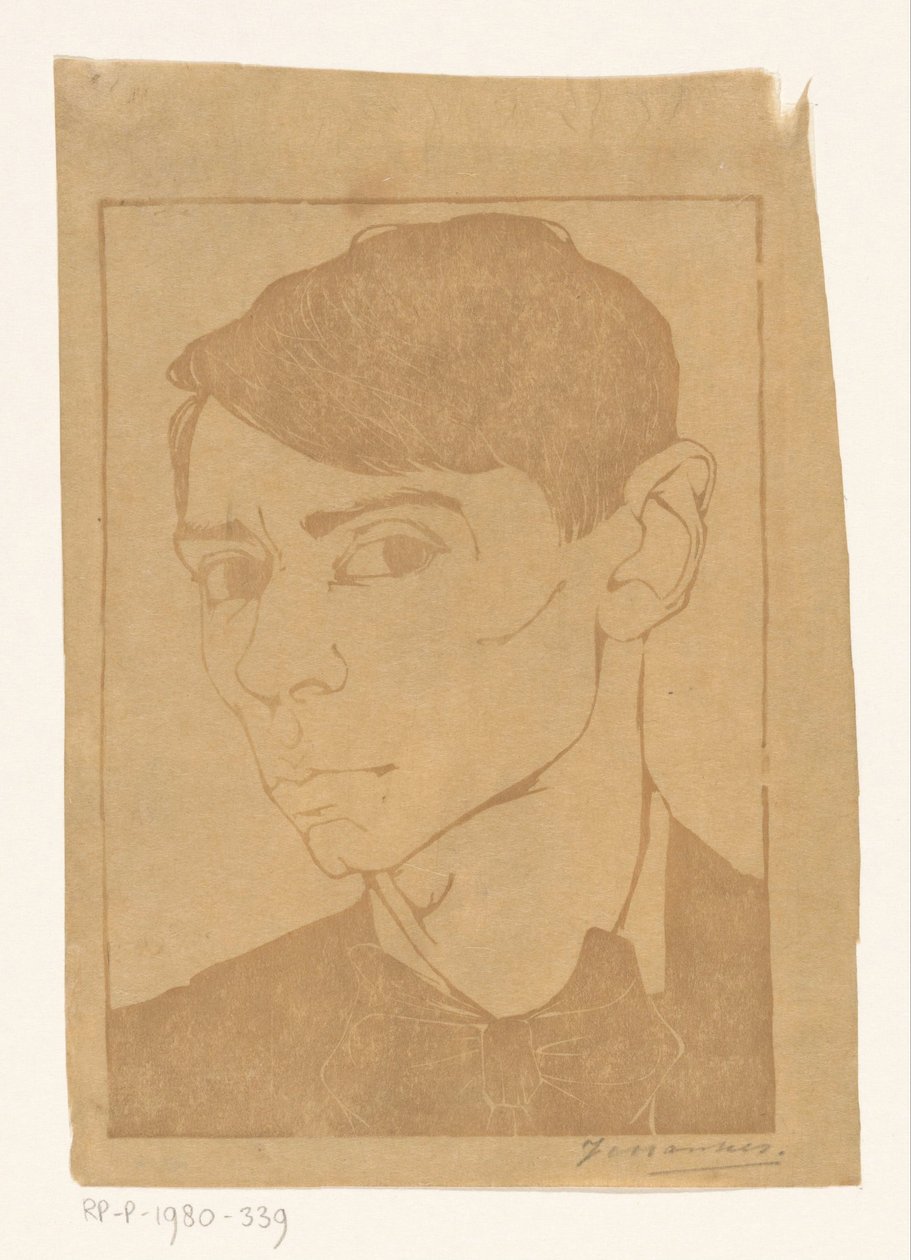 Autorretrato com gravata borboleta de Jan Mankes (signed by artist)