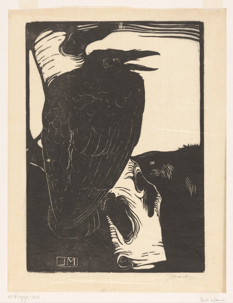 Corvo na árvore de vidoeiro de Jan Mankes