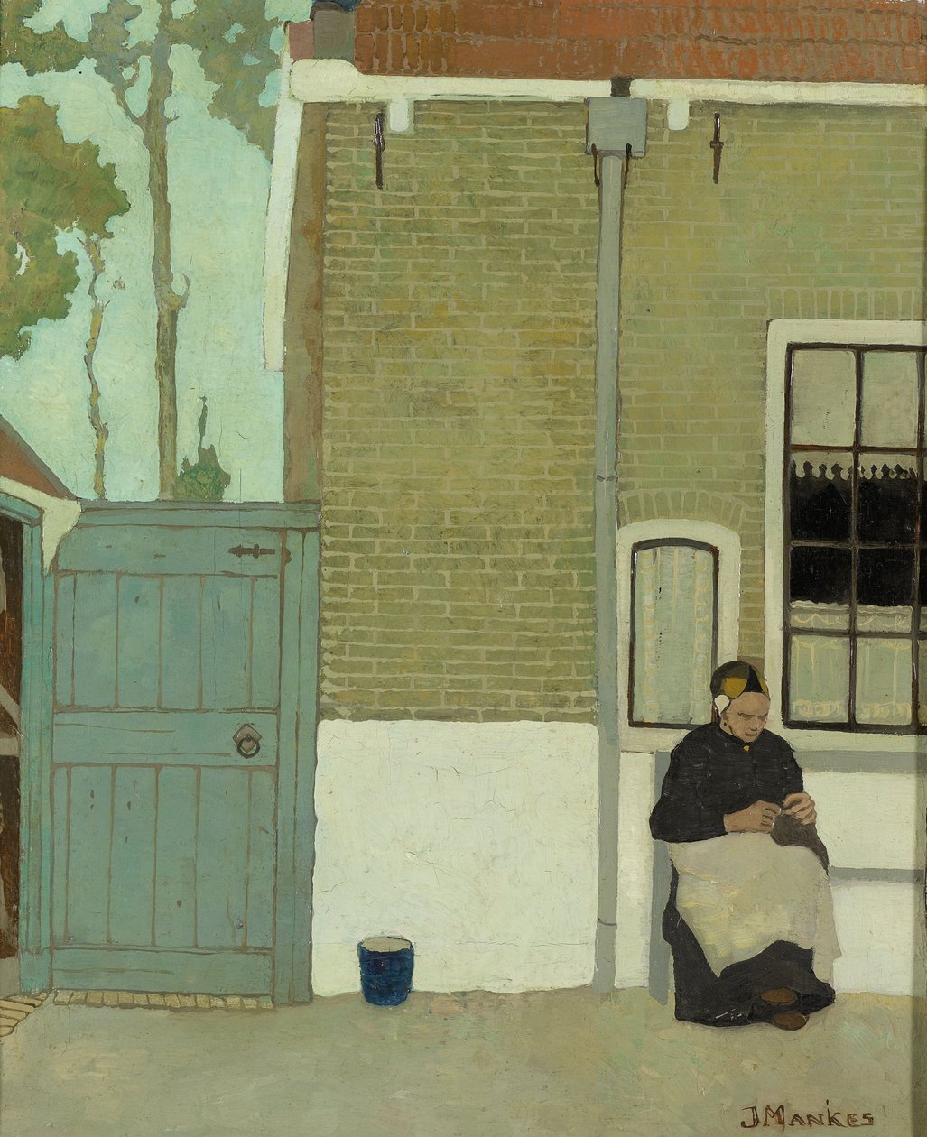 Mulher em frente à sua casa de Jan Mankes