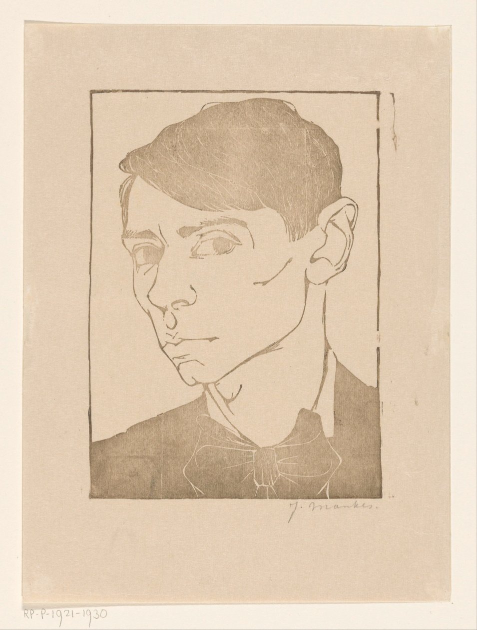Auto-retrato com laço de gravata-borboleta de Jan Mankes