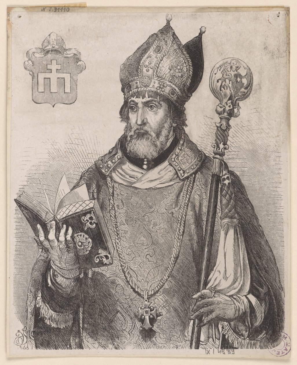 Andrzej Zebrzydowski, bispo de Cracóvia — xilogravura baseada num desenho de Jan Matejko de Jan Matejko