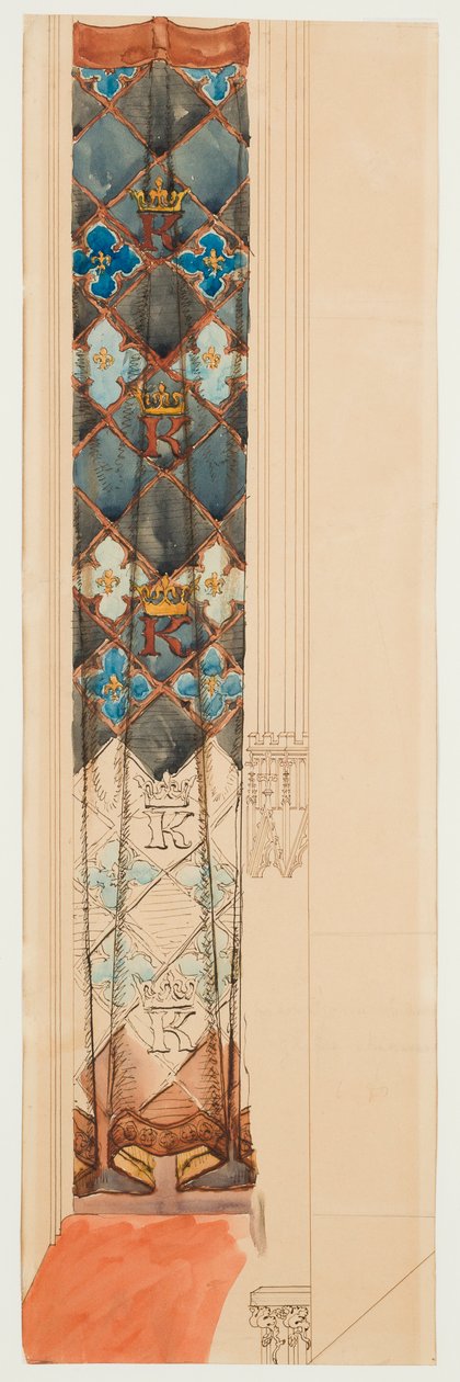 Kartonskizze für die Polychromie der Marienkirche - Fries mit geometrischem Muster de Jan Matejko