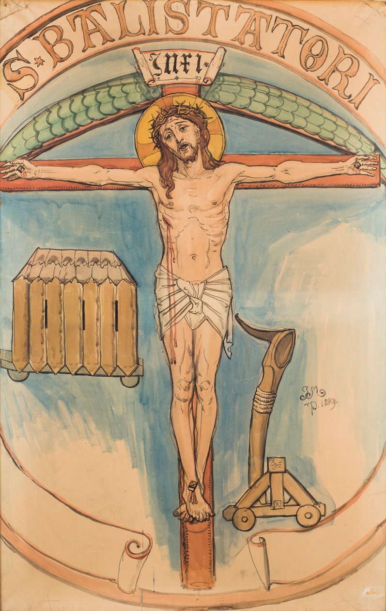 Cartão para a policromia da Igreja de Santa Maria - Emblema dos arqueiros de Jan Matejko