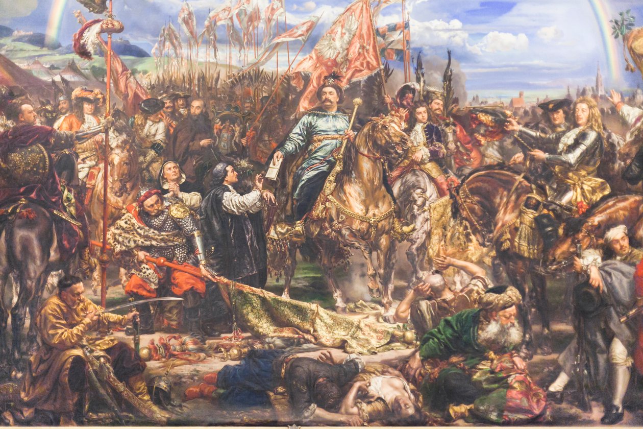 Sobieski envia mensagem de vitória ao Papa após a Batalha de Viena de Jan Matejko