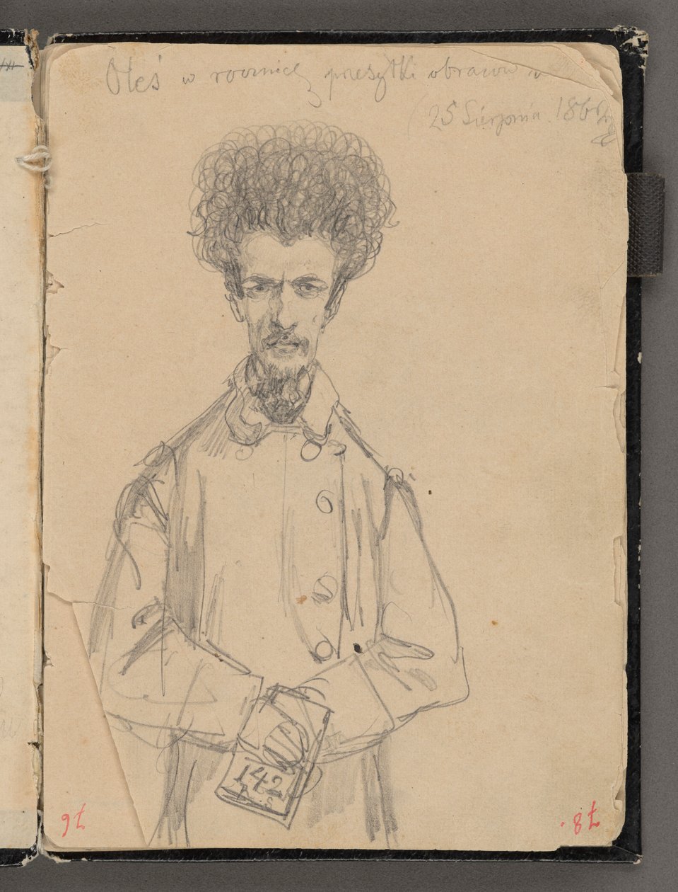 Caderno de esboços de Jan Matejko dos anos 1861-1863. Desenho numa só face. Verso: Aleksander Gryglewski (figura de ¾). de Jan Matejko