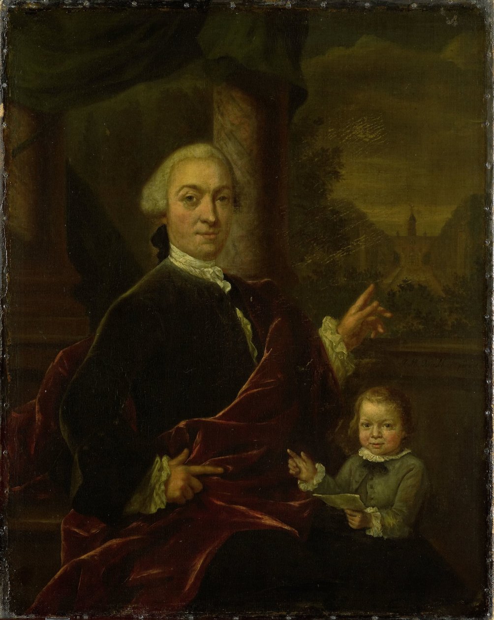 Retrato de família de Jan van de Poll, banqueiro e burgomestre de Amsterdã com seu jovem filho Harman de Jan Maurits Quinkhard