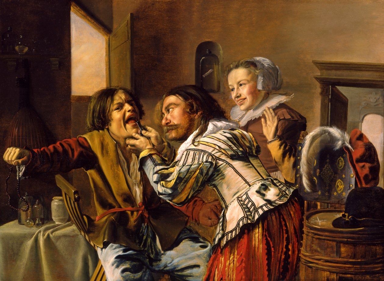 O dentista, 1629 (óleo no painel embalado) de Jan Miense Molenaer