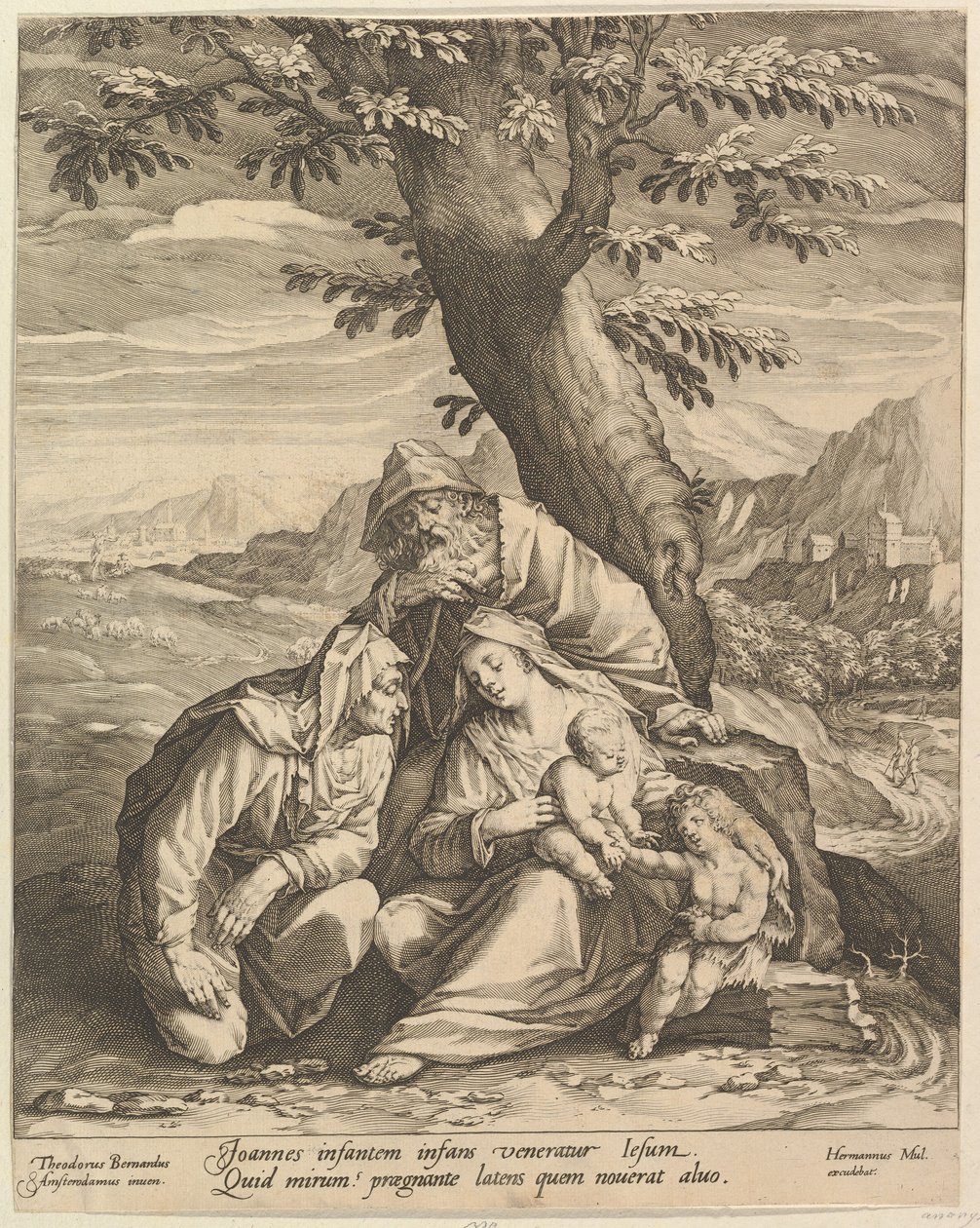 Sagrada Família com Santa Isabel e S. João Batista, 1588. de Jan Muller