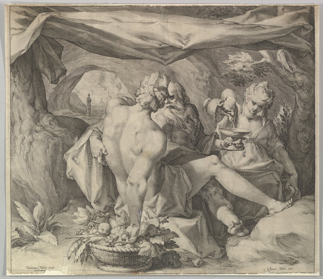 Lot e suas filhas, ca. 1630. de Jan Muller