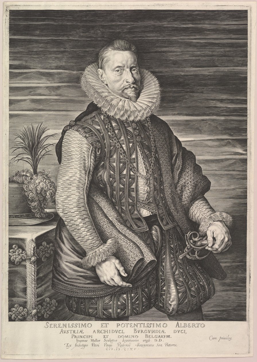 Retrato de Alberto, Arquiduque da Áustria, Soberano do Sul da Holanda, 1615. de Jan Muller