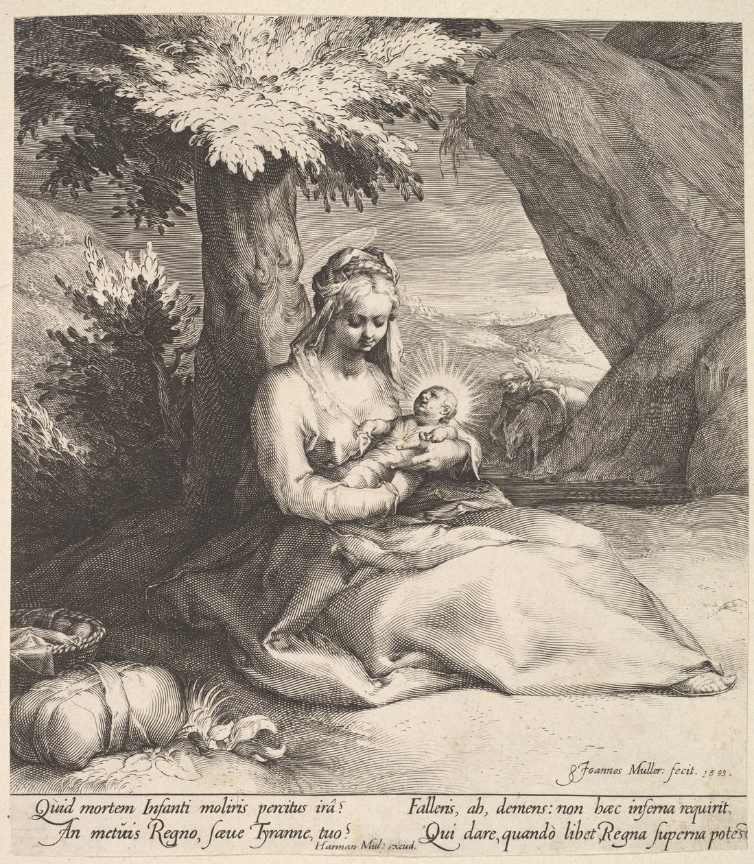Descanse no voo para o Egipto, ca. 1613. de Jan Muller