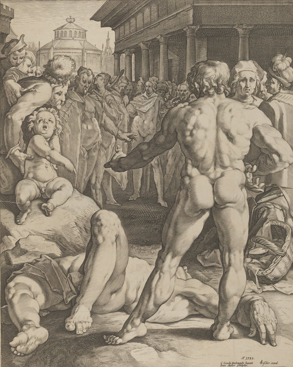 A luta entre Ulisses e Irus, c. 1590 de Jan Muller