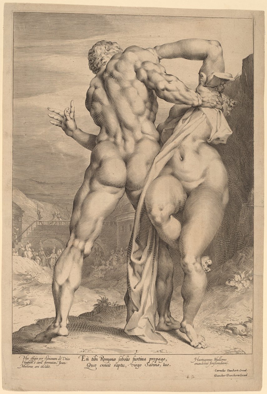 O estupro de uma mulher Sabine (Vista de trás) de Jan Muller, after Adriaen de Vries