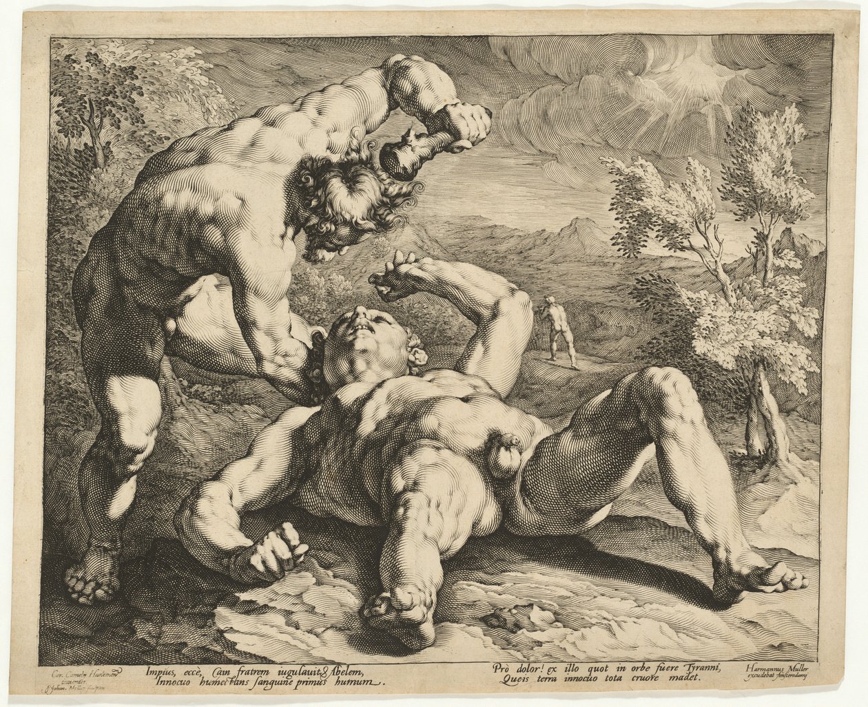 Caim matando Abel de Jan Muller, after Cornelis Cornelisz van Haarlem