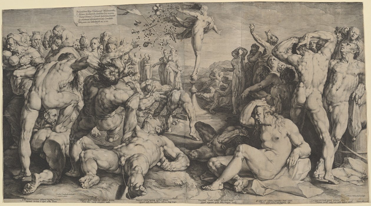 Fortune distribuindo seus presentes de Jan Muller, after Cornelis Cornelisz van Haarlem