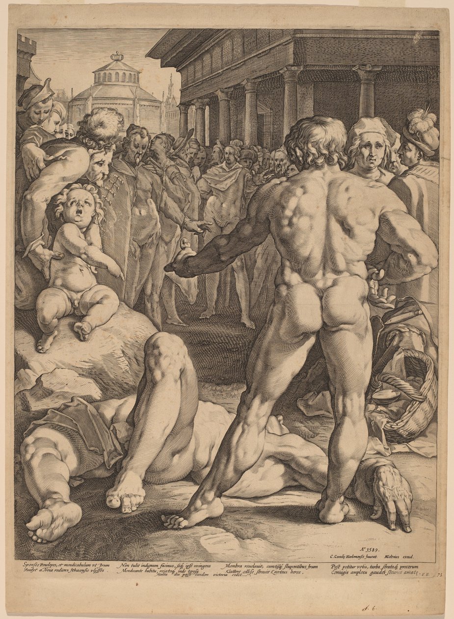 A luta entre Ulisses e Irus de Jan Muller, after Cornelis Cornelisz van Haarlem