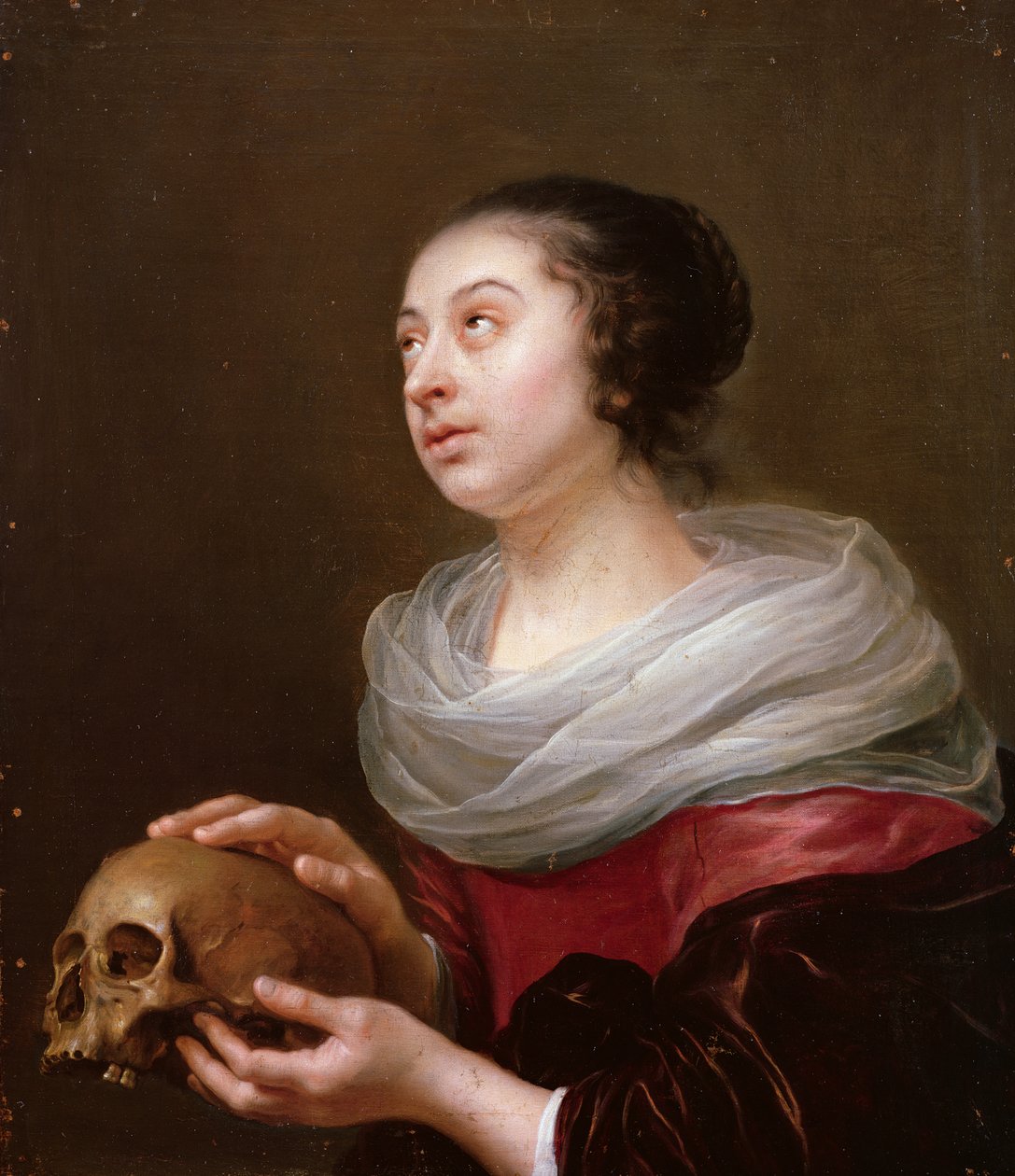 Um, mulher jovem, segurando, um, cranio, 1640s de Jan Olis