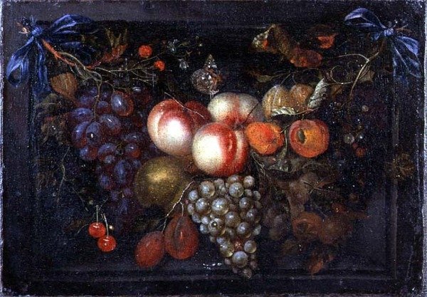Natureza Morta de Frutas em um Nicho de Pedra de Jan Pauwel the elder Gillemans