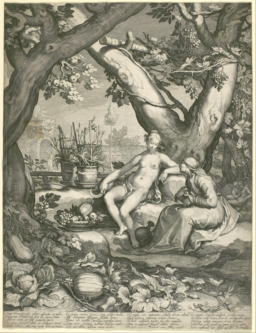 Vertumno pede emprestada a figura de uma velha para conquistar o amor de Pomona de Jan Pietersz. Saenredam