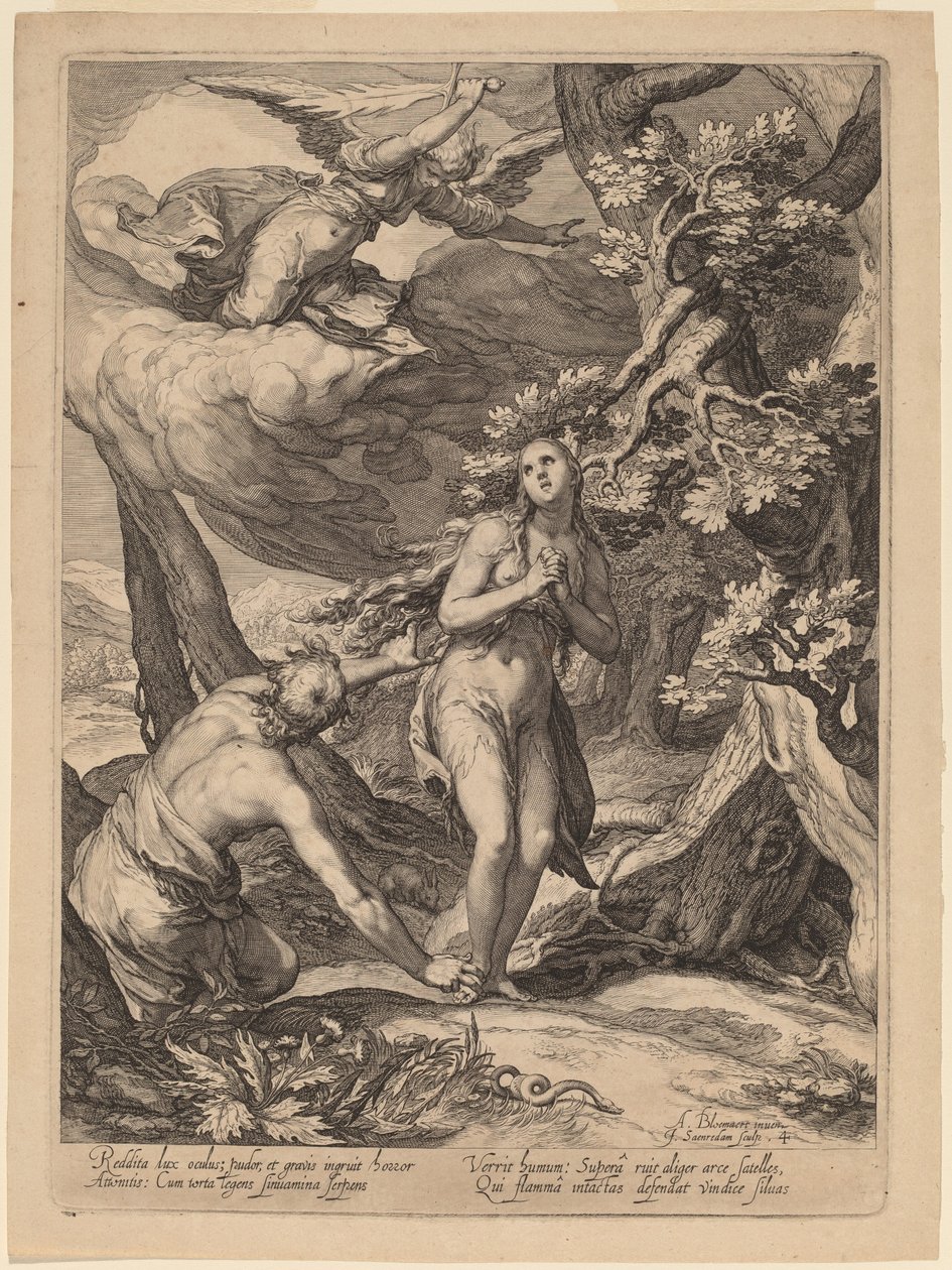 Expulsão do Éden de Jan Pietersz Saenredam after Abraham Bloemaert