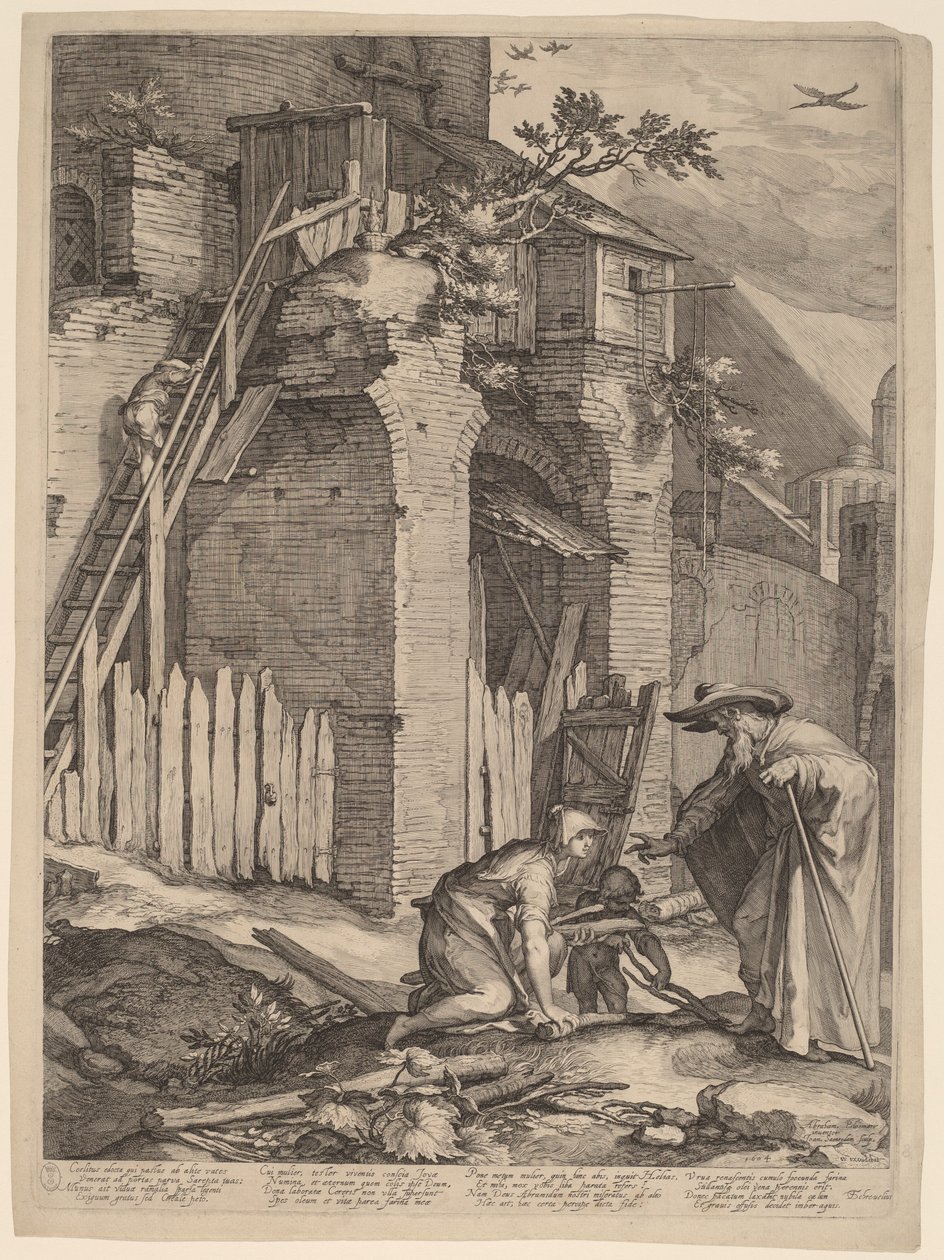 O Profeta Elias com a Viúva de Sarepta de Jan Pietersz Saenredam, after Abraham Bloemaert