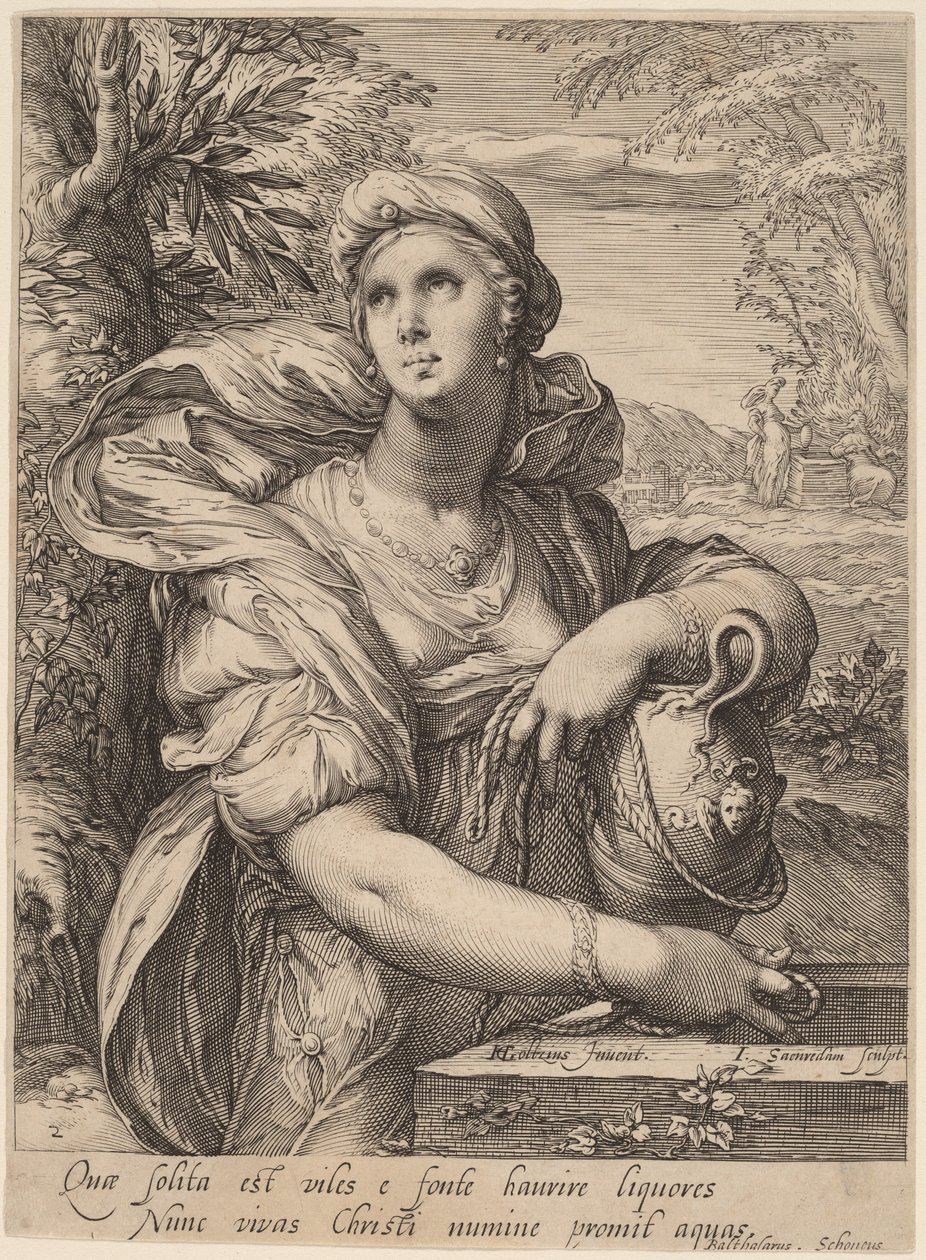 Mulher samaritana no poço de Jan Pietersz Saenredam, after Hendrik Goltzius
